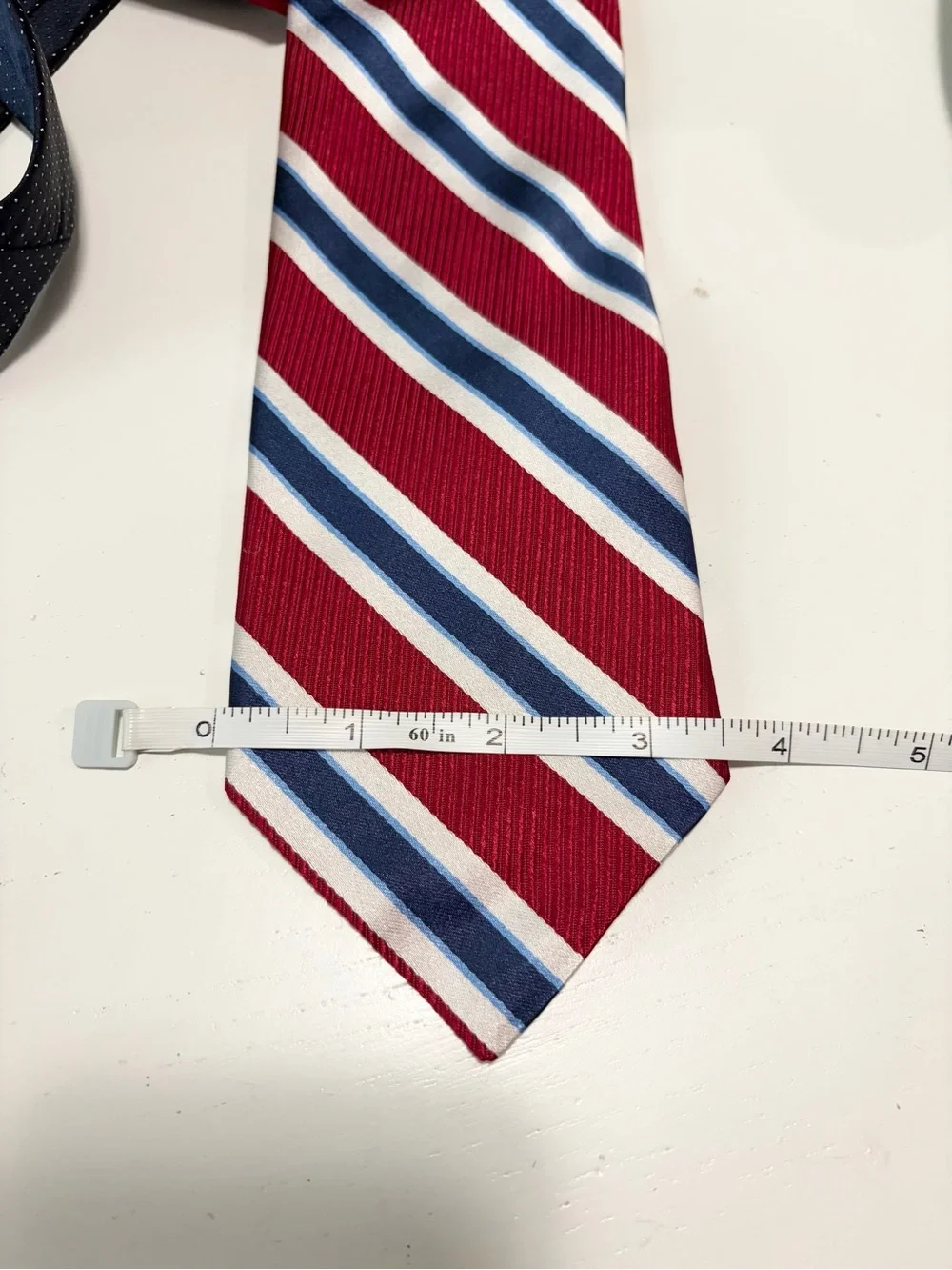 Tommy Hilfiger Silk Red White Navy Blue Striped Neck Tie